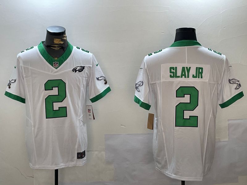 Men Philadelphia Eagles #2 Slay jr White Three generation 2024 Nike Limited NFL Jersey style 2->philadelphia eagles->NFL Jersey